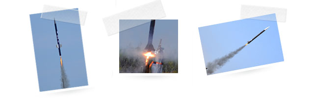 3 photos of rockets